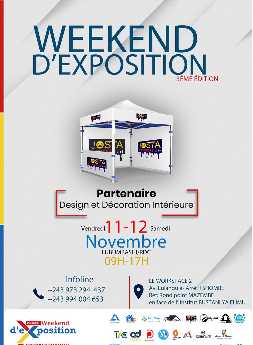 @jostabusiness_art  nous accompagne dans cette 3ème édition. Elle évolue dans la peinture murale et décoration intérieure, création de différents objets décoratifs.Venez découvrir du 100% MADE IN RDC entrepreneurs locaux au #WEEKENDEXPO3 
#welcome 
#neratezpas 🔥🇨🇩🔥