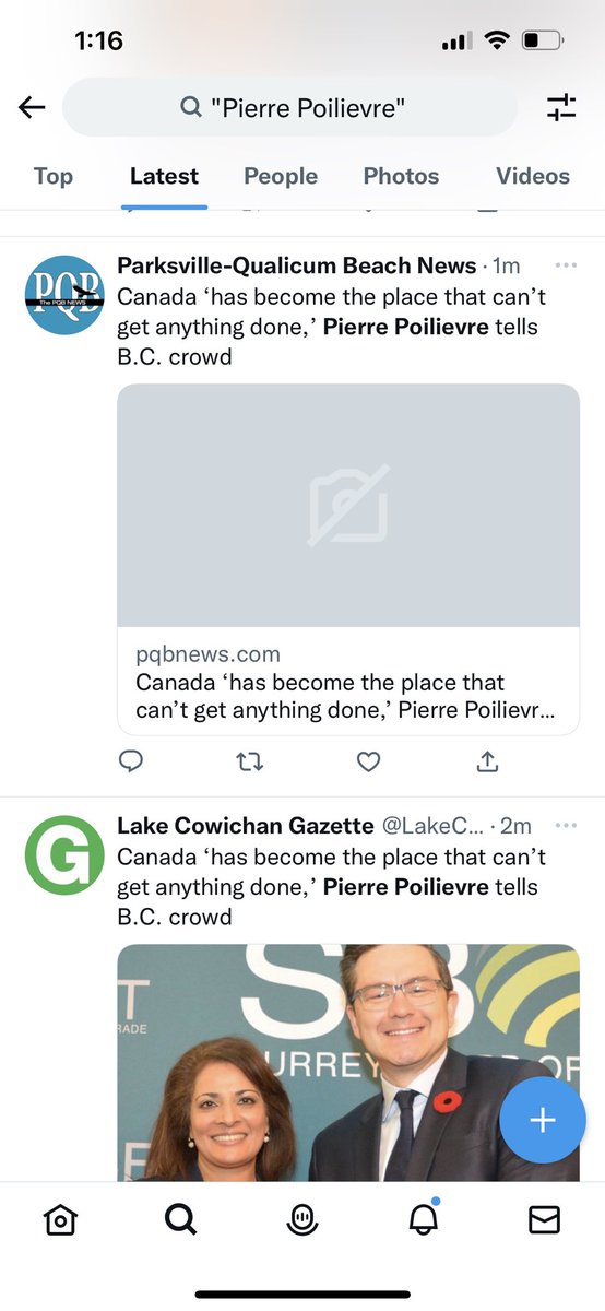 belle_levesque's tweet photo. Over a period of less than 60 seconds, 10 🇨🇦community newspapers tweet exactly the same pro- @PierrePoilievre headline.

Exactly the same. https://t.co/UxjZvK2rT3