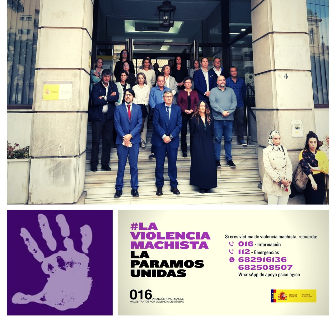 coord_VGCeuta's tweet photo. Minuto de Silencio en memoria una víctima más de #ViolenciaMachista en nuestro país.
☎️#016ParaTodas
#NoEstásSola
#NosQueremosVivas            
#LaViolenciaMachistalaParamosUnidas https://t.co/nKOv0L8rh7