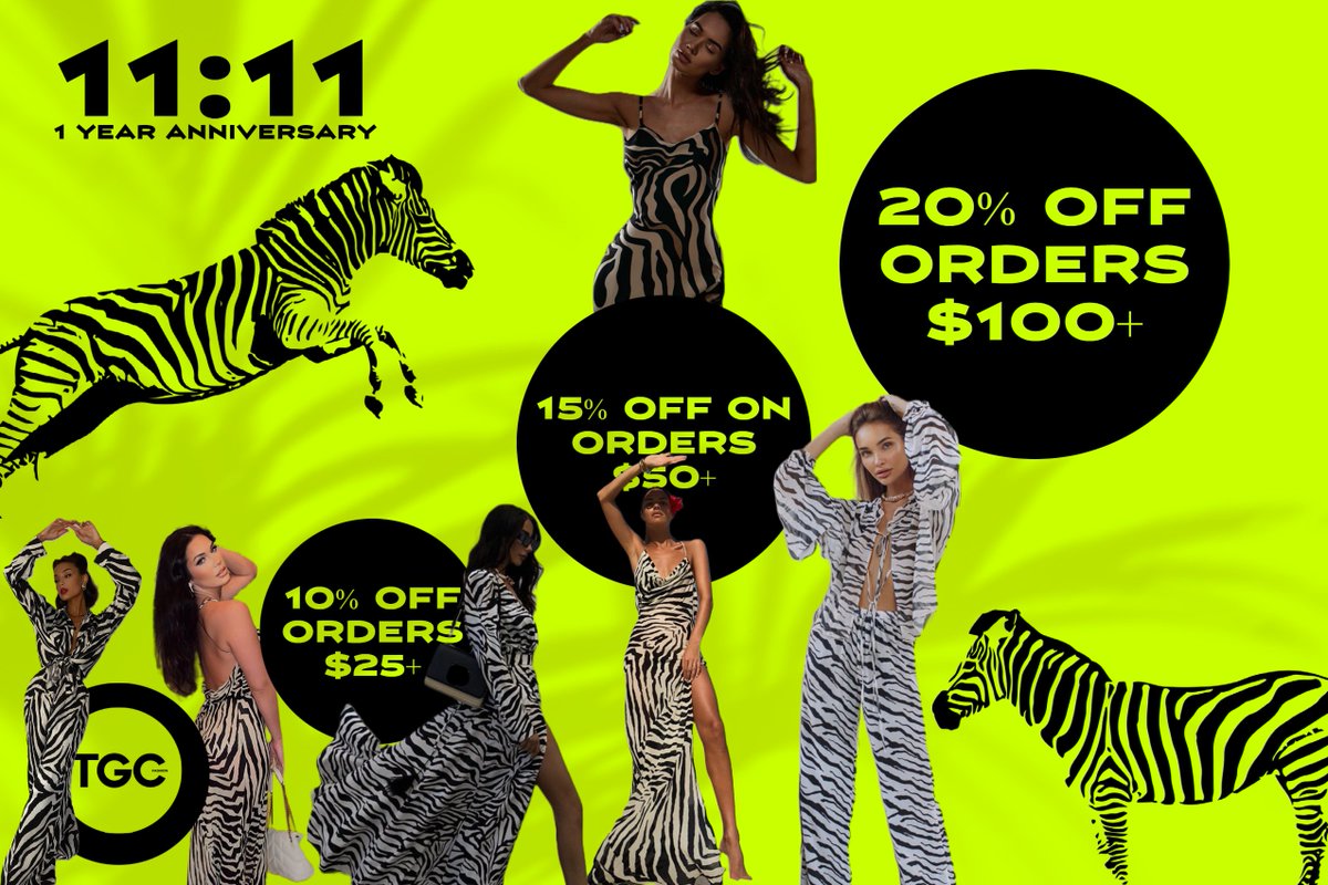 TGC FASHION is 1 year old on 11:11. 

Shop Anniversary Sale Happening Right Now!

#fashion #zebra #dress #elegantdresses #tgcfashion #nyedresses