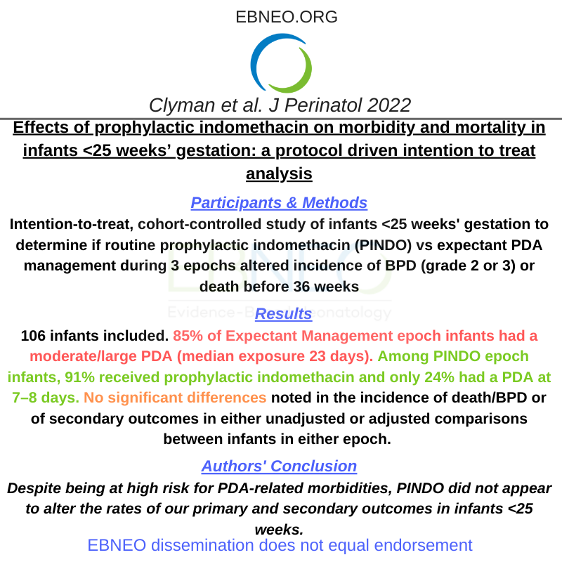 Clyman et al. report findings from an intention to treat analysis of infants receiving prophylactic indomethacin vs expectant PDA management in @JPerinatology. Full text: ow.ly/La2u50Lzhwo #neoEBM #EBNEOalerts #neotwitter