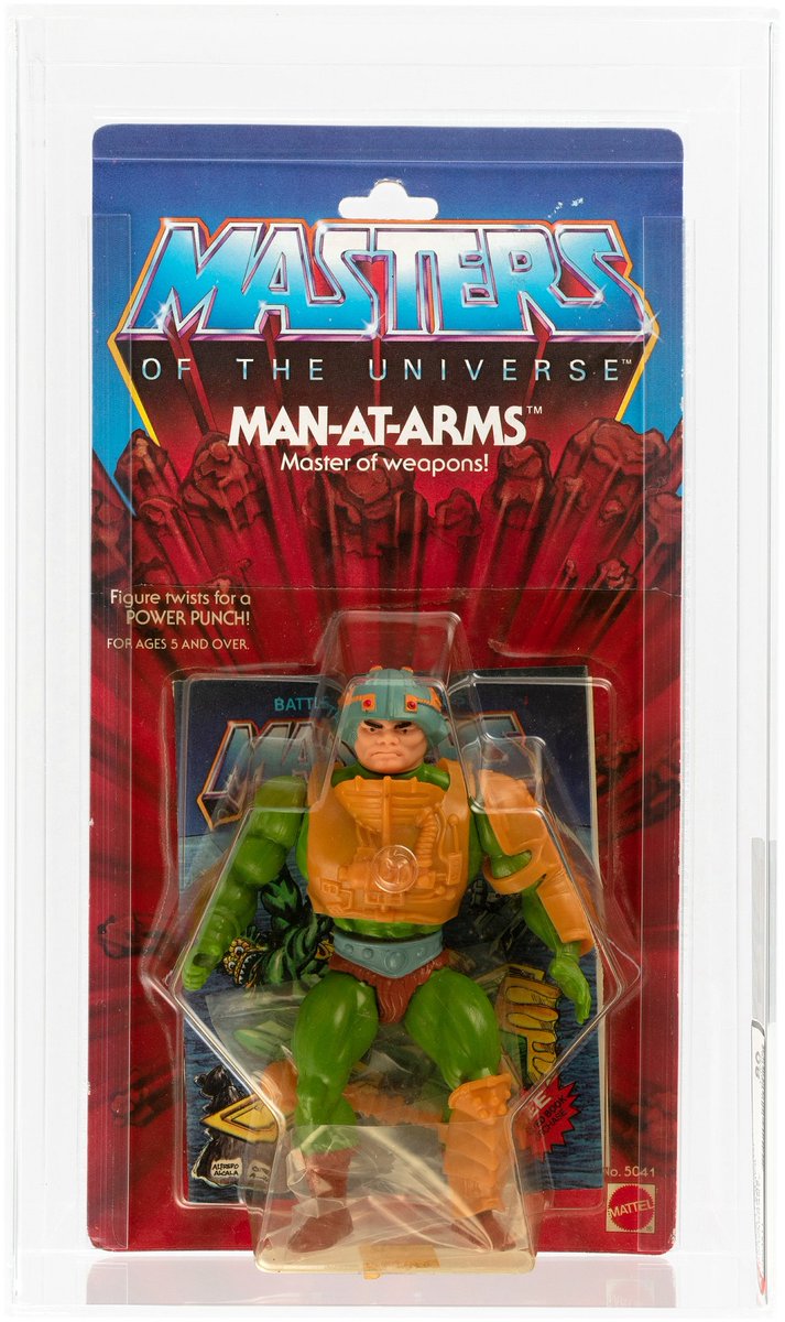 HakesAuctions's tweet photo. Another classic '80 @MastersOfficial figure in @HakesAuctions' Fall sale is this #AFA 80Y Series 1 #ManAtArms, a #rare early variant with red dots on his helmet! https://t.co/eEZBl1J1Lz
#Mattel #MastersOfTheUniverse #MOTU #actionfigures #80s #80sToys #auction https://t.co/U6GYozGop4