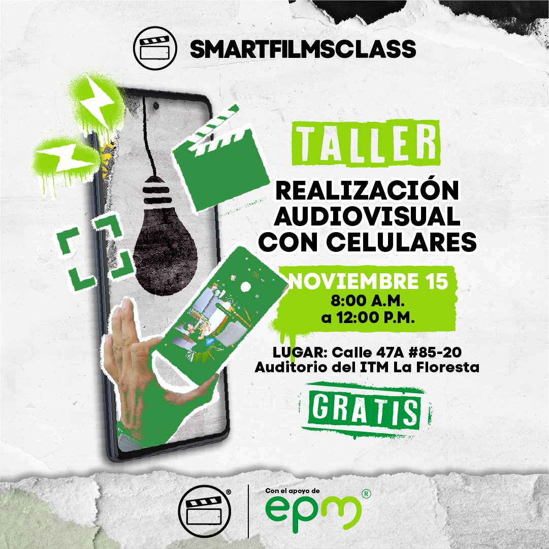 smartfilmsco's tweet image. ⭐ TALLER PRESENCIAL GRATIS  ⭐
¿Eres un apasionado por contar historias usando el poder de tu celular?

Comparte con EPM® @EPMestamosahi y SMARTFILMS® @smartfilmsco

HORARIO 1️⃣: smartfilmsclass.com/EPM/15DENOV

HORARIO 2️⃣ : smartfilmsclass.com/EPM/15DENOV-PM

🎬#SmartFilms2022
🎬#YoSoySMARTFILMS