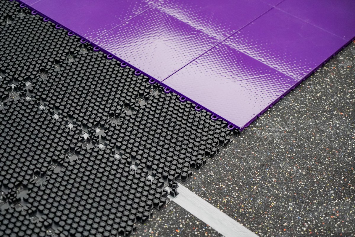 FLComplex's tweet image. The @SportCourtRocki team is hard at work laying down courts in the dome!