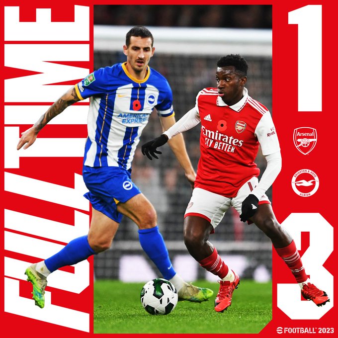 Autonomi dekorere tyveri Arsenal 1–3 Brighton, Carabao Cup 2022–23: Gunners Knocked Out in Shock  Defeat at Home (Watch Goal Video Highlights) | ⚽ LatestLY