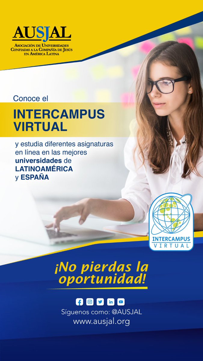 💻Conoce Intercampus Virtual AUSJAL tu oportunidad de vivir una experiencia internacional desde casa.

🌎 En este programa participan más de 18 universidades de la red AUSJAL y la Universidad de Deusto en España.

🔗Catalogo Completo: cursos.leon.uia.mx/intercambiovir…