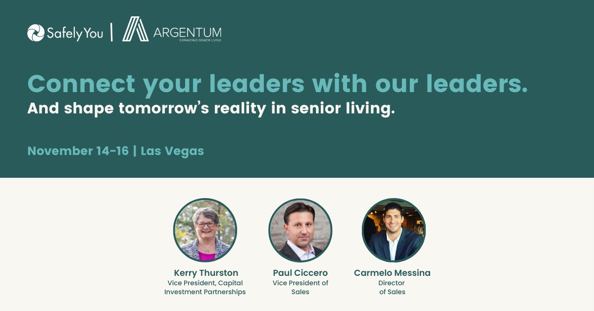 SafelyYou is proud to sponsor the #Argentum Senior Living Leadership Summit and we look forward to connecting and discussing how to create change in the industry, including how to lead transformation through innovation. Schedule a 1:1 here: hubs.li/Q01rYK1H0