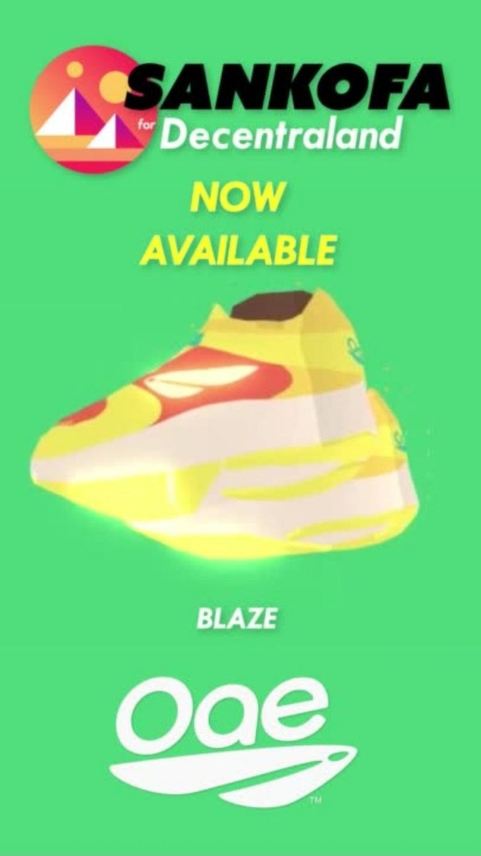 SANKOFA by Oae Now Available on Decentraland!!
#Decentraland
#DCL 
#DigitalWearable
#DigitalSneakers
#NFT