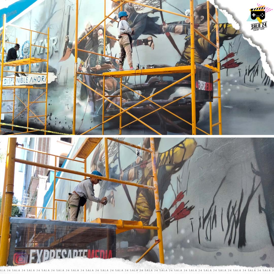 TheSala24's tweet photo. En la Ciudad de México en Avenida Paseo de la Reforma se encuentra un hermoso mural de #GodofWar: #Ragnarök, realizado por @fresabogota   😍😍😍❤❤ https://t.co/UdsdsLawes