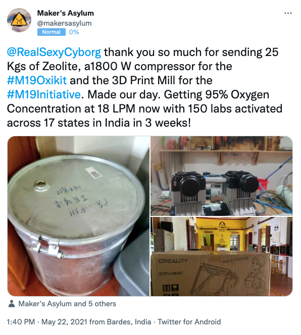 The folks @makersasylum in India were on this from the beginning but got basically no support and no<a class="tags" target="_blank" title="On Twitter" href="/?out=eyJ0eXAiOiJKV1QiLCJhbGciOiJIUzUxMiJ9.eyJpYXQiOjE3MjQ0MjQ2NTIsImlzcyI6InR3cG9ybnN0YXJzLmNvbSIsIm5iZiI6MTcyNDQyNDY1MiwiZXhwIjoxNzU1OTYwNjUyLCJyZWRpcmVjdF91cmwiOiJodHRwczovL3R3aXR0ZXIuY29tL21ha2Vyc2FzeWx1bSJ9.69WUKZmbaT4BR3OFHxAN7IJ2msIhtiZH6iT4UAbbVrUZpkjmUEk-NFAMA07DbcVwbxnFE1vSfwIYRjzQC9femQ">@makersasylum</a>