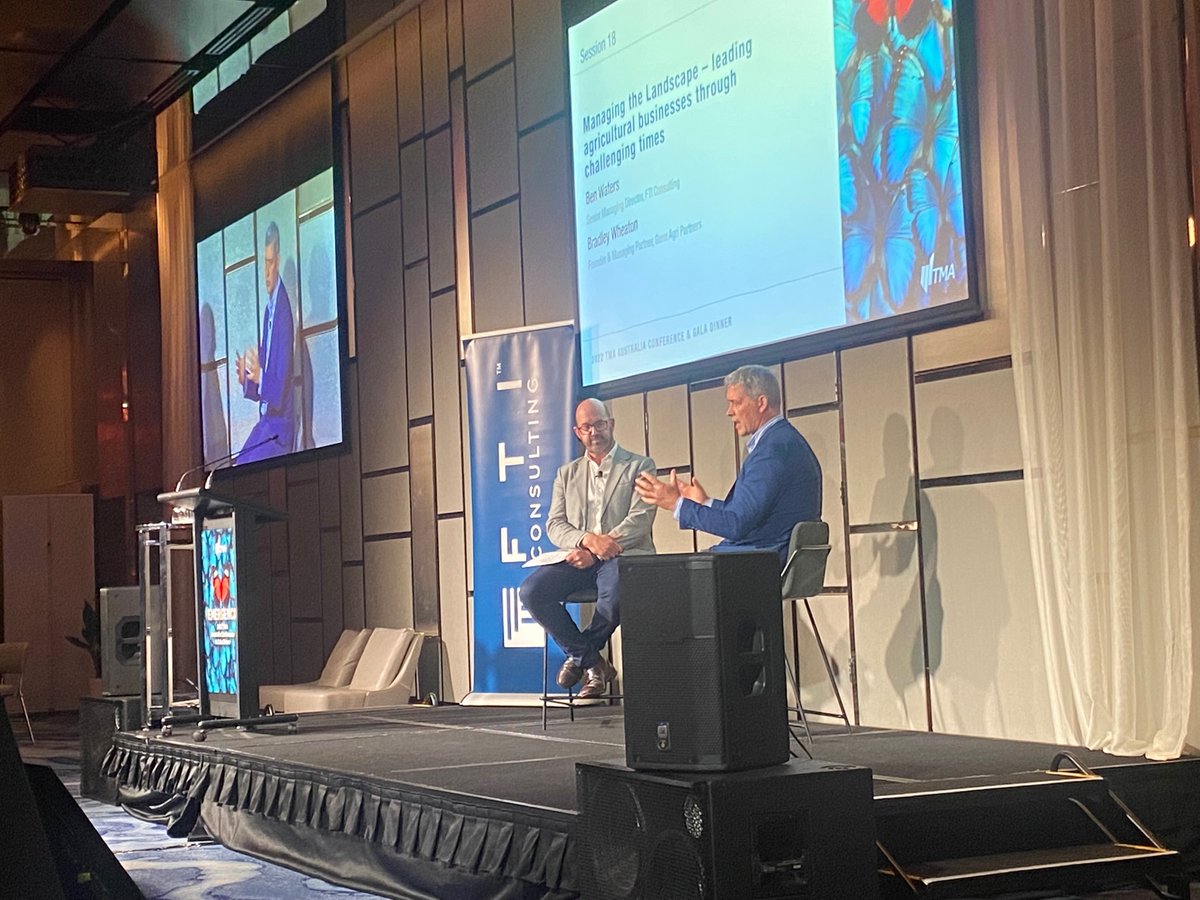 TMA National Conference speakers, Bradely Wheaton and Ben Waters, leading an interesting discussion on how agriculture was transitioned to adapt new cleaner energy technology, while battling weather and commodity cycles. 
Thanks to session sponsor, <a href="/FTIConsulting/">FTI Consulting</a>. #tmaconf22