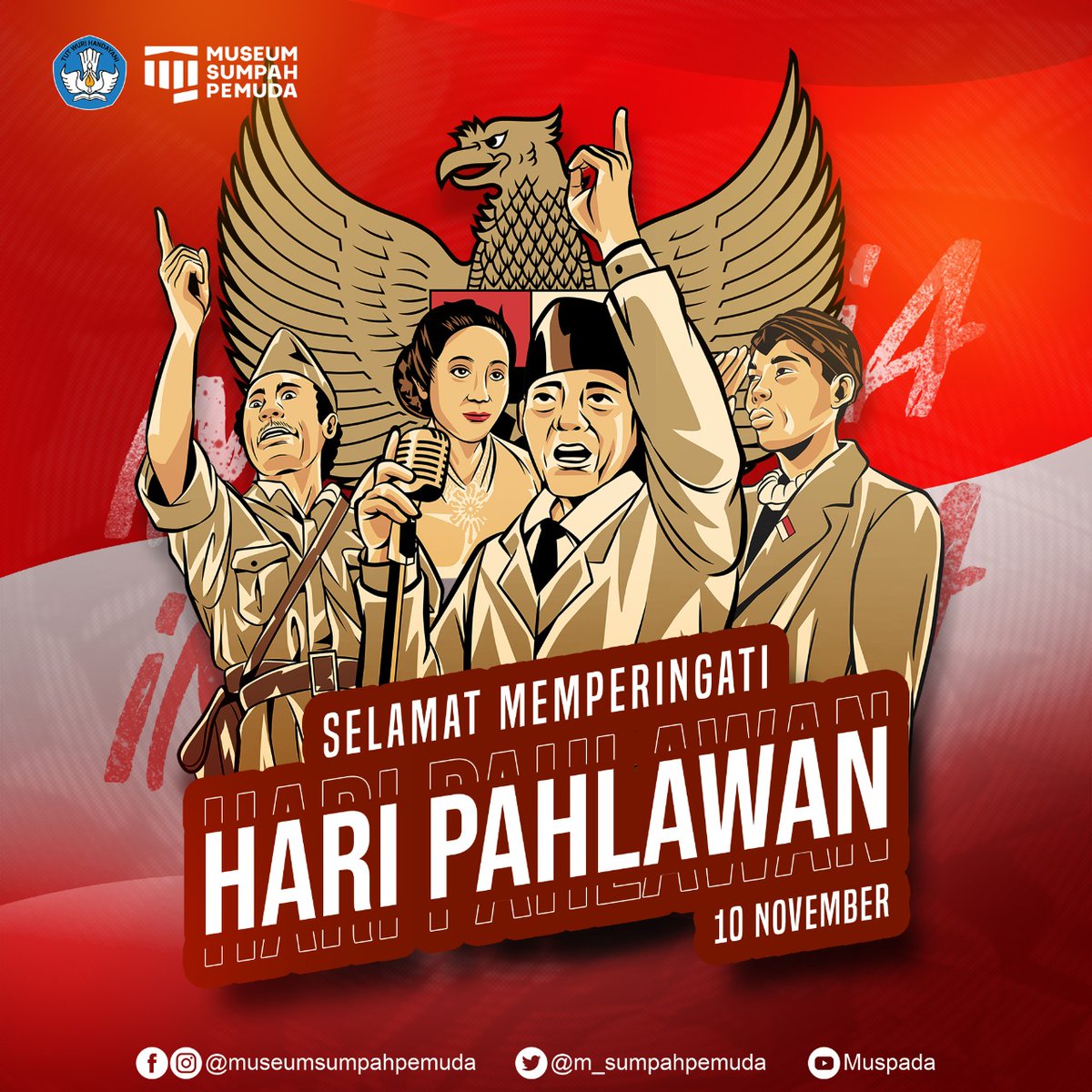 #SahabatMuseum, jangan pernah letih untuk melanjutkan cita-cita para pendiri bangsa. Jadilah sosok memiliki semangat juang dalam membangun negeri.

Selamat memperingati Hari Pahlawan.

Salam Sahabat Museum, Museum di Hatiku.

#haripahlawan #pahlawan #indonesia #sejarah
