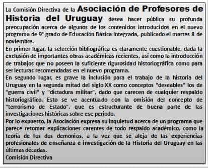 leagrille's tweet photo. Los profesores y profesoras de Historia del Uruguay le están diciendo a la ANEP que está incurriendo en un disparate gigantesco. https://t.co/eVHbGYxR83
