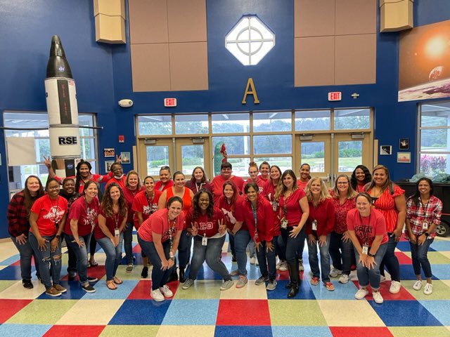 RSE_OCPS's tweet photo. How do we celebrate Miss Hall being a Rocket for 1 year?! Wear red, of course!! Thanks for a great year! #noplaceshedratherbe @Ms_K_Hall https://t.co/g15BYqIeek
