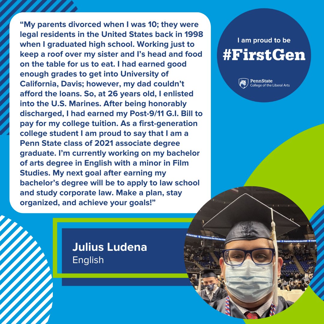 “Make a plan, stay organized, and achieve your goals!”–Julius Ludena (<a href="/juliuspsu21/">Julian Le</a>), an undergraduate student majoring in <a href="/EnglishatPSU/">Penn State English</a> #PSUFirstGen