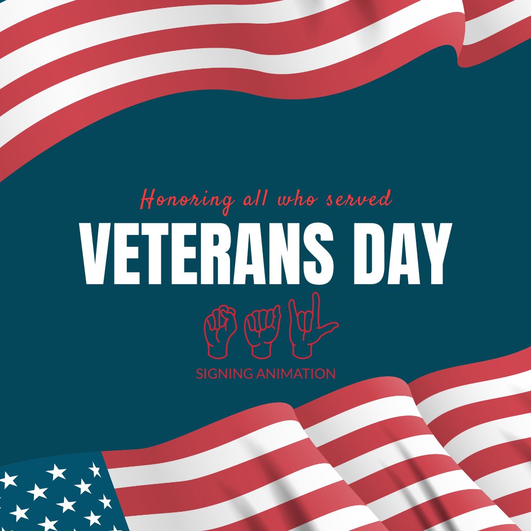 SignAnimation's tweet image. Honoring all who served Veteran's Day from Signing Animation! 

#signinganimation #VeteransDay #military