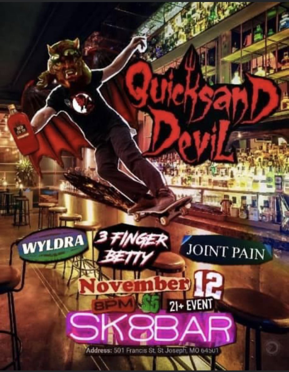 wyldra's tweet photo. A busy weekend for us.  Assuming we survive this Friday's show in #Lincoln, we head straight for #SaintJoseph, #Missouri on Saturday to rock out with @3FingerBetty , #JointPain and #QuicksandDevil @TheSk8bar  ...#comegetchasome !! https://t.co/neN8hkw8xp