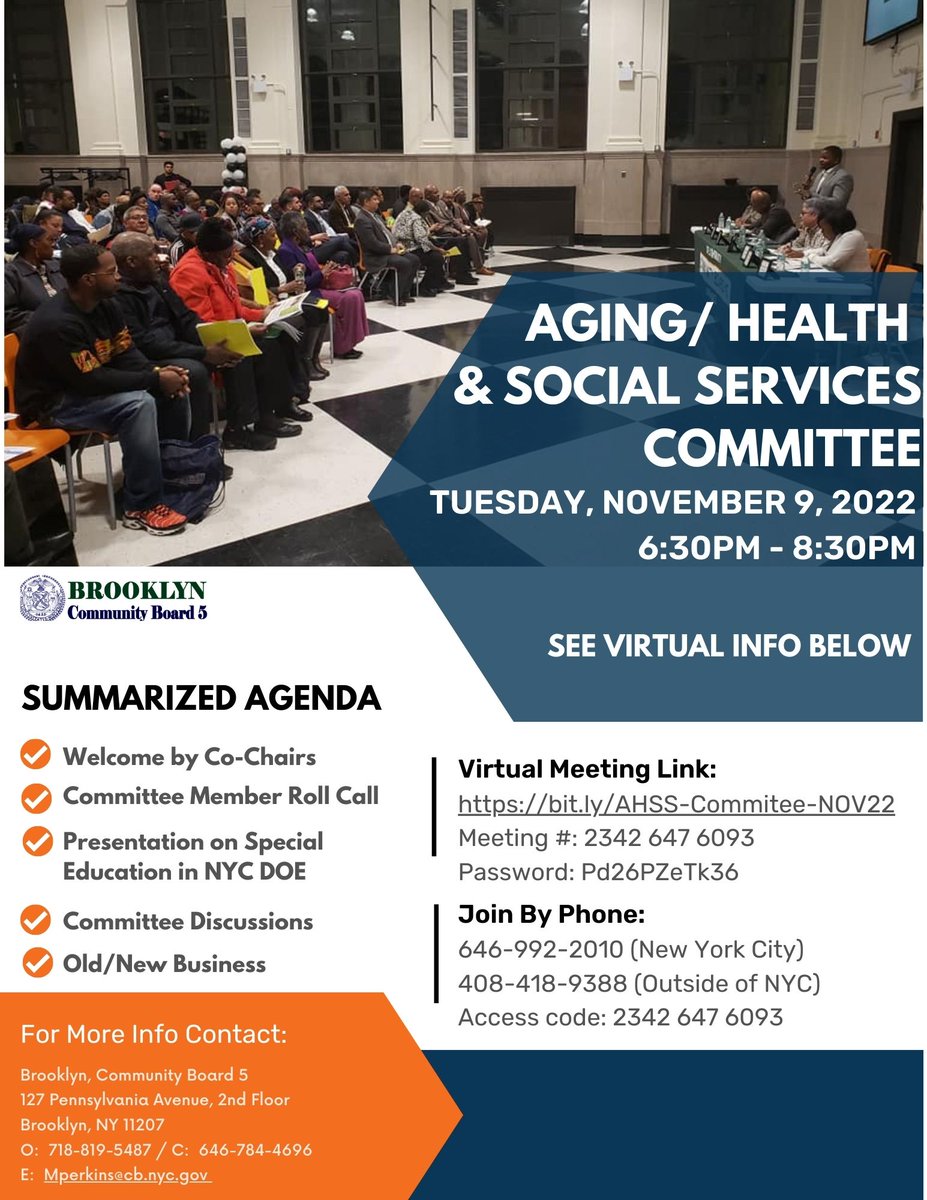 Join Aging / Health & Social Services Virtual Committee Meeting TONIGHT! Click Here to Join: bit.ly/AHSS-Commitee-…