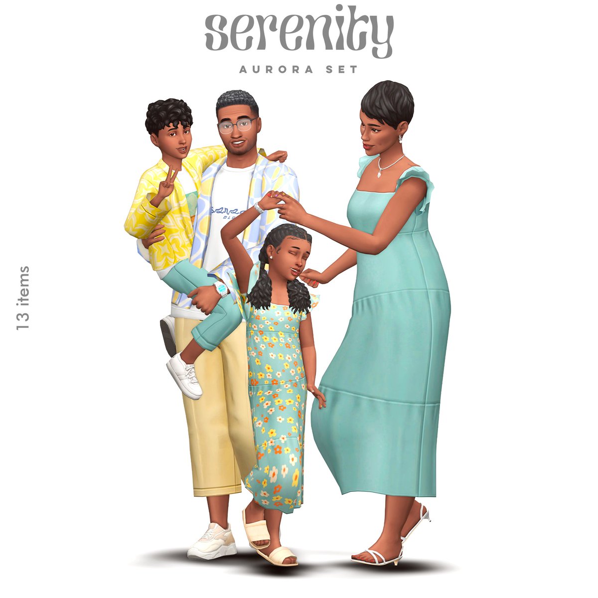 My new set is out for early access. This is a little set of cozy and cute clothing for the whole family!
Public release: 11/28
More details below #ts4cc