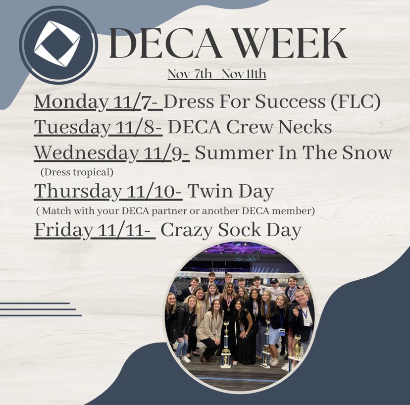 careydeca's tweet photo. Tomorrow is day 4 of Carey DECA week! Match with your DECA partner or another DECA member for twin day 👯‍♀️🤩 https://t.co/DxCB9BG4bJ