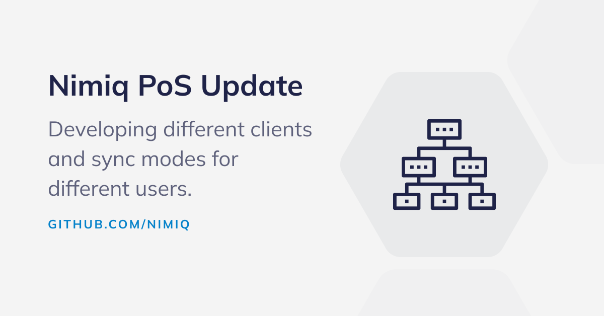 We are developing diff clients &amp; sync modes for diff users.

Ex: For the everyday user who simply wants to connect their wallet &amp; send transactions without staking or validating, we are developing a light client which will be the fastest syncing client on the Nimiq network!