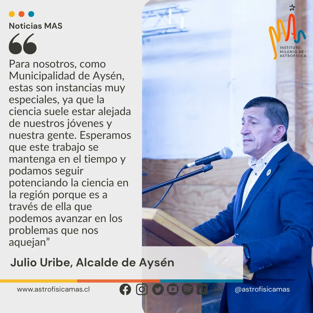 La #senadora <a href="/ximenaordenes/">Ximena Ordenes Neira</a> y el #alcalde Julio Uribe de <a href="/MuniAysen/">Municipalidad de Aysén</a> se refieren a lo que fue la #GiraAstronómica con la que alcanzamos a unos 400 estudiantes de la región 
Lee la nota 
astrofisicamas.cl/giraastronomic…

#astronomiachile #Aysén #Coyhaique #astronomy #astronomía #SciComm