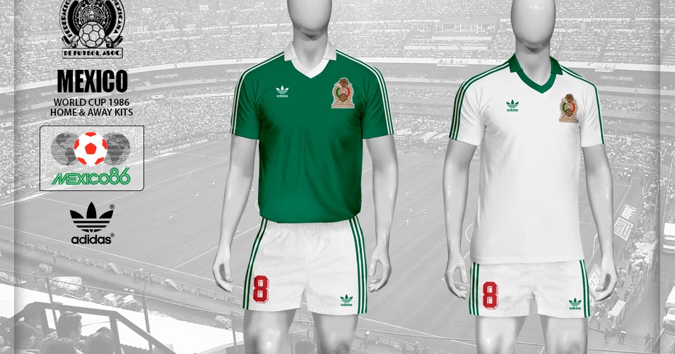 BTTEPOD's tweet photo. The host nation kits for Mexico '86. Mexico have usually had simple and yet stylish kits, sticking to green for home and white for away - and let's face it, there's just something about those three stripes. #Mexico #WorldCup86 #adidas https://t.co/vKC6P2APfb