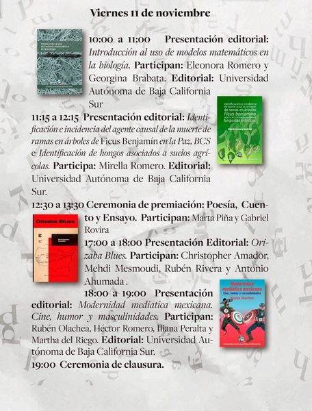 ComunicaBCS's tweet photo. El #CLCCBCS invita a la presentación del libro del colega Rubén Olachea "Modernidad mediática mexicana. Cine, humor y masculinidades", este viernes 11 de nov. a las 6 pm. en la Feria Universitaria del Libro UABCS (8-11 de nov.) en el Poliforo Cultural Universitario @UABCSoficial https://t.co/y1RtHw6Xzx