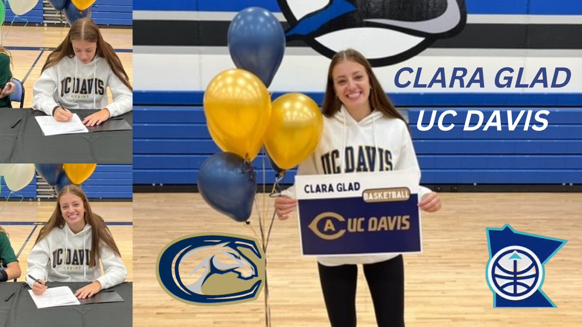 Congrats ⁦<a href="/_claraglad/">Clara Glad</a>⁩ on signing your NLI to ⁦<a href="/ucdaviswbb/">UC Davis Women’s Basketball</a>⁩ Go Aggies!