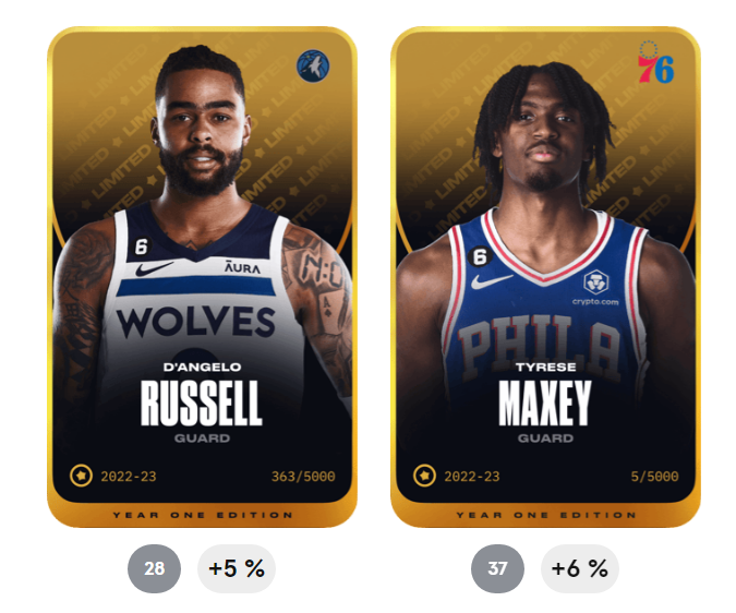 SorareBlues's tweet image. Salut à tous
giveaway de 2 cartes en cette période un peu délicate :  D'Angelo Russell 🟡Tyrese Maxey🟡

ça pourra bien servir pour construire vos équipes NBA et pourquoi pas gagner des rewards  🔥

Il suffit de RT et like ce tweet pour participer. 
#Sorare #SorareNBA