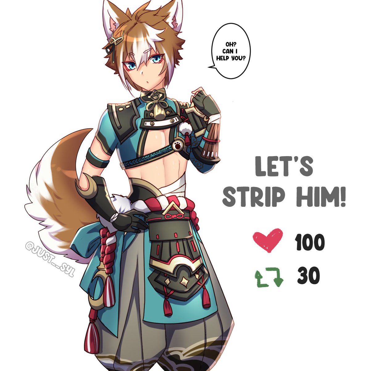 Just__Syl's tweet photo. Help me stripping Gorou?~

First step, let's get ride of all these accesories and the gloves! Do you think we can convince him?

#Genshinlmpact #原神 #stripthegenshin #Gorou https://t.co/fIUm9ytTNh