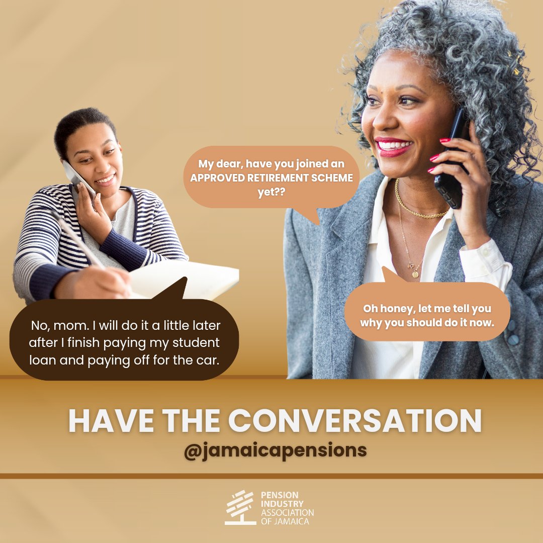 JamaicaPensions's tweet photo. Parents, it's time to have the conversation with your children. Encourage them to plan for their future by securing a solid pension plan for their retirement. #retirementplanning #pensionplanning #talkwiththekids #pensioncoverage #planforthefuture https://t.co/9t1WvLqLp4