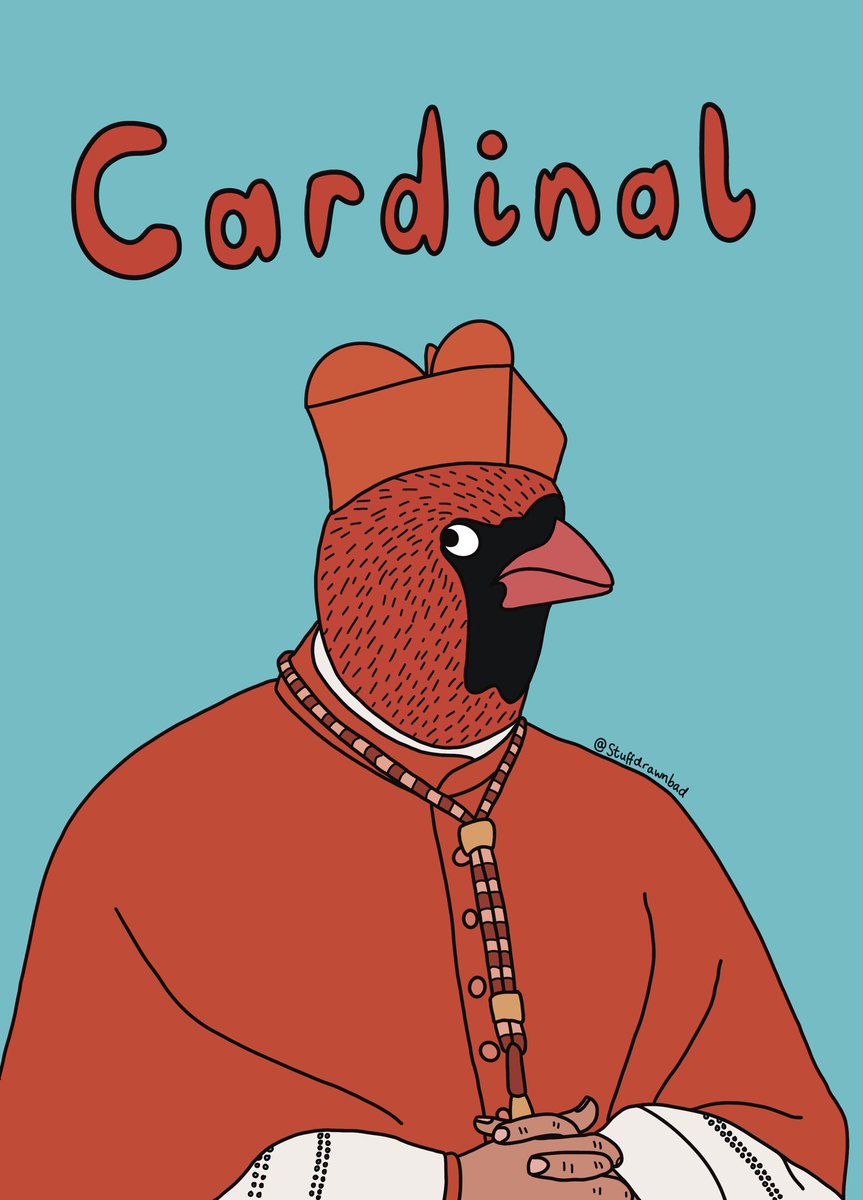 stuffdrawnbad's tweet image. I keep seeing cardinals on American christmas cards so I had to draw one too. Have I committed a cardinal sin?
.
#cardinals #birdmemes #azcardinals #birds #portrait #illustration #digitalillustration #weirdart #surrealart #cartoon #comic #digitalart #badart #simpleart #pope