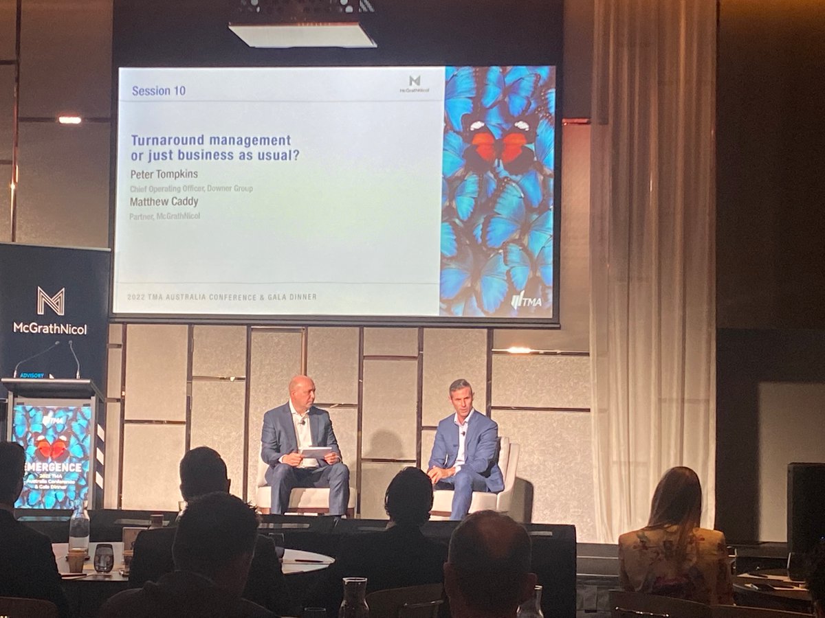 What a fantastic TMA Conference session by Peter Tompkins and Jason Preston, discussing <a href="/downergroup/">Downer Group</a>'s deal making history, its culture and visions for the future. 

Thanks to sponsor, <a href="/mcgrathnicol/">McGrathNicol</a>.
#tmaaustralia #tma22 #restructuring #turnaroundmanagement