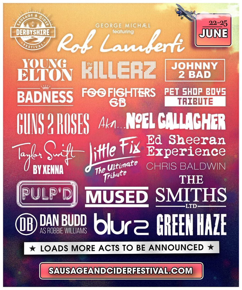 Looking forward to next year's festival season already - yet another huge booking to add to it: Derbyshire Sausage &amp; Cider Festival 

Huge lineup and now yours truly will be flying the flag for all the Green Day fans.

😁🤘