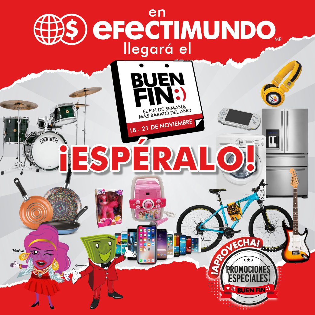 Efectimundo's tweet photo. El BUEN FIN llegará a #Efectimundo.
Visita cualquiera de nuestras 98 sucursales, donde encontrarás promociones especiales de temporada. 
¡Te esperamos!
¿No sabes cual sucursal te queda más cerca? consulta el siguiente enlace:
https://t.co/htJdl0tR33 https://t.co/Hc9NB92Bf0