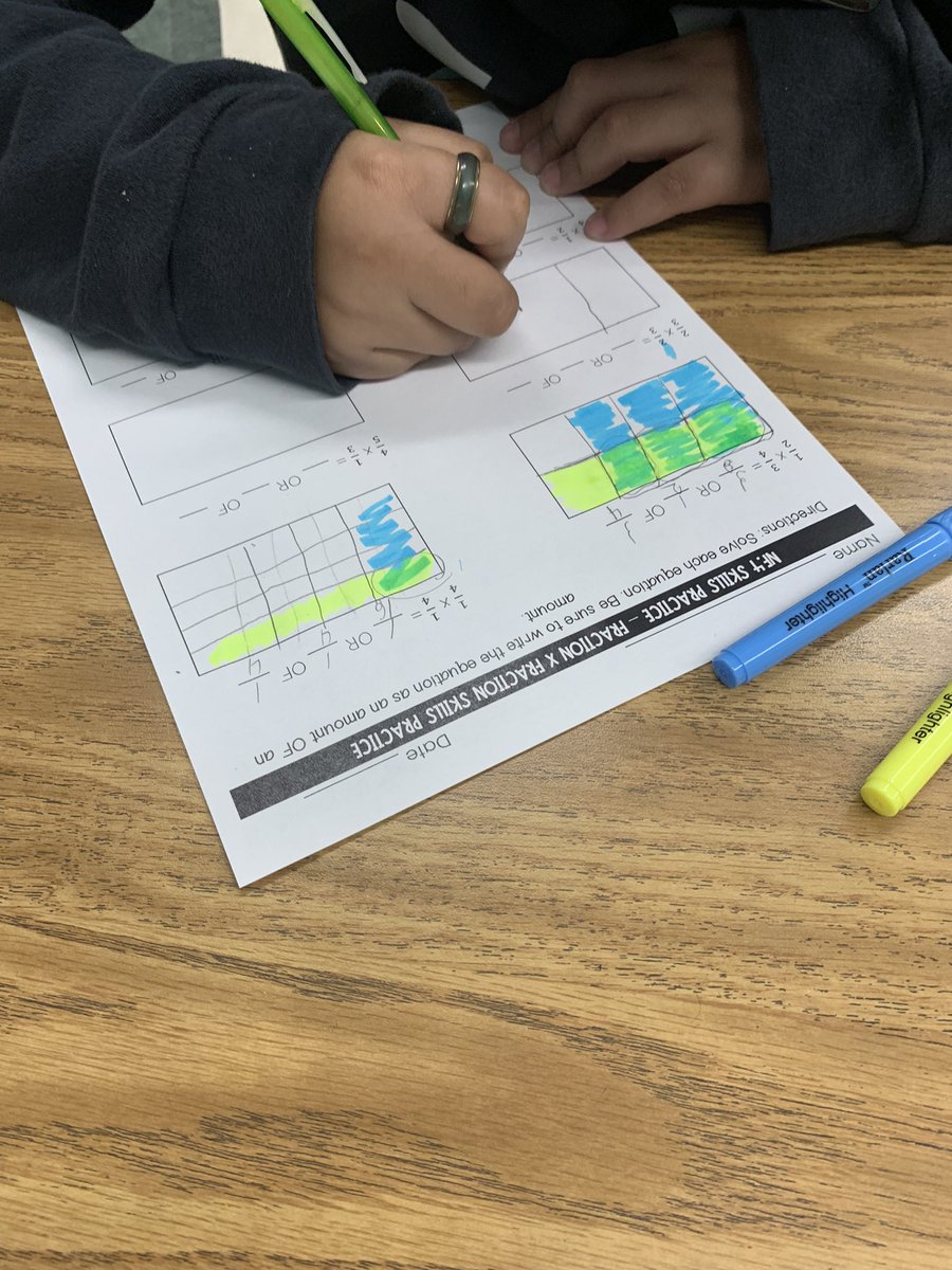 CreaStaWMrG's tweet photo. Learning how to multiply fractions is SO much more fun when you break out the highlighters and dive into drawing models 🙌🏼 @CobbMathDept #MakeAnImpact https://t.co/lLfhoT7UE8