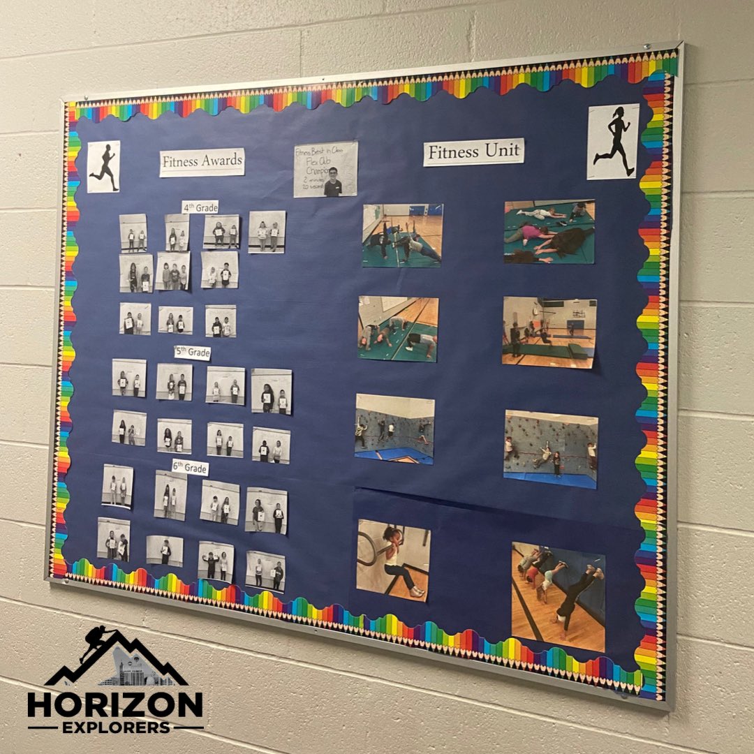 HorizonBSD's tweet photo. Mr. Dunlop is doing some amazing things in P.E. at Horizon! 🤩 

While you’re in the hallway, check out his fitness awards and pictures from his Fitness Unit! 💪🏽

#PhysicalEducation #FitnessUnit #BSDpride #HorizonExplorersBSD https://t.co/YZjEiWwfOP