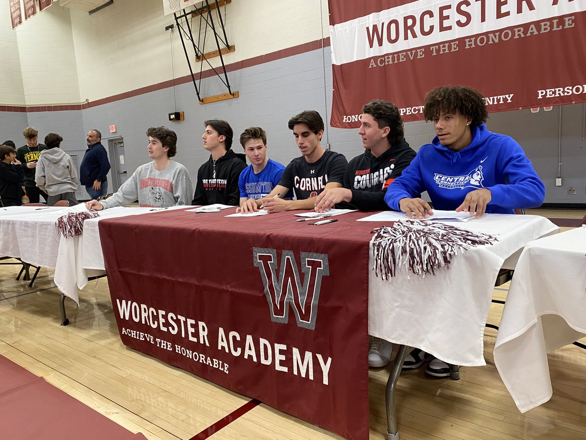 baseball_WA's tweet photo. Congrats to our 6 (7) Seniors/PG’s on signing their Letters of Intent today. 

Great talents on the field, but more importantly, terrific young men off the field!

S/O Coach Mac for his great work! 

#WorcesterBaseball | #DefendTheHill | @Coach_MAbes https://t.co/c6OLRHH985