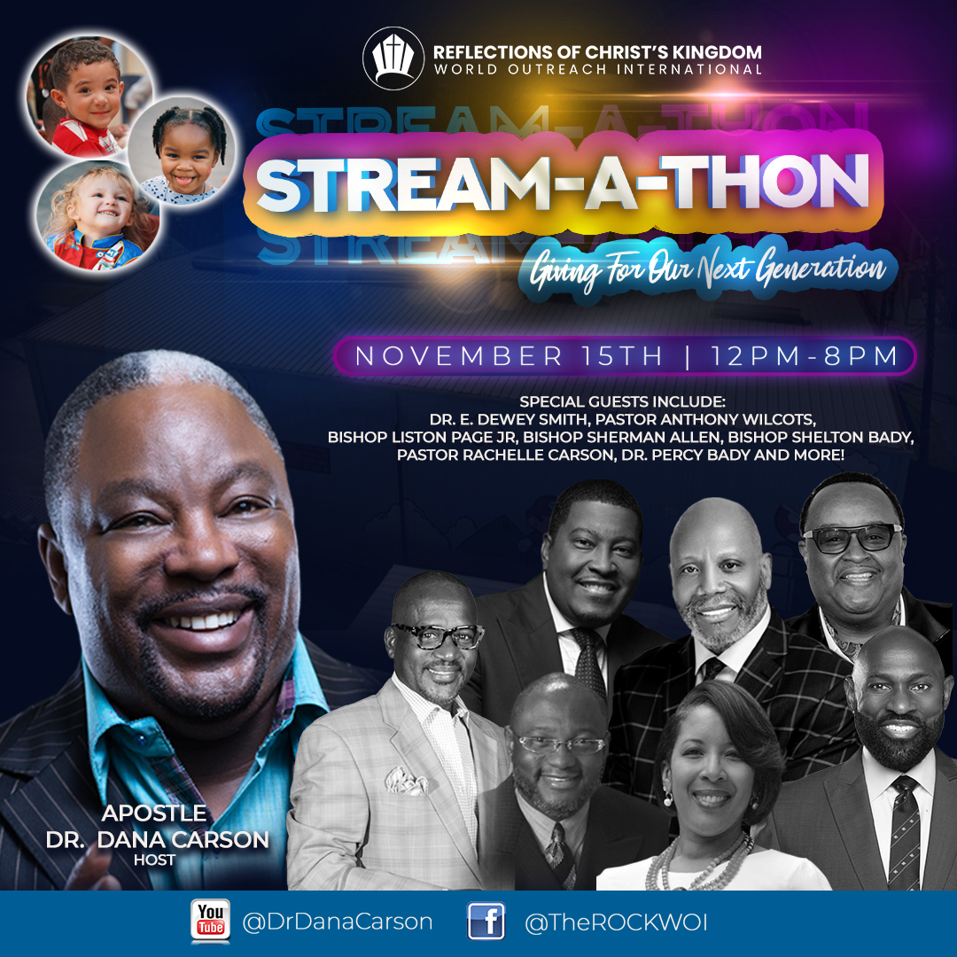THEROCKWOI's tweet photo. Join Dr. Dana Carson and special guests for 8 hours of praise, prayer, proclamations and provisions for our next generation of children. You can join us LIVE @DrDanaCarson on YouTube and @TheROCKWOI on Facebook. https://t.co/HQUs0rk9n6