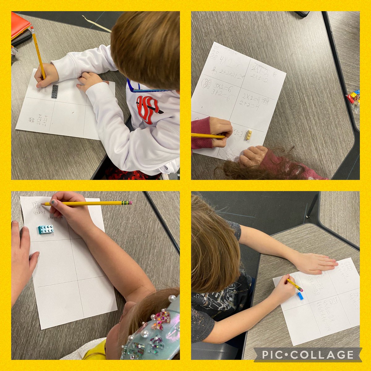 MrsKPirani's tweet photo. Legos with arrays in multiplication was a big hit! We couldn’t stop smiling in math today! I was a very Happy Math Teacher! @canSTEM #BeCannonProud https://t.co/oHIY2CBSE1
