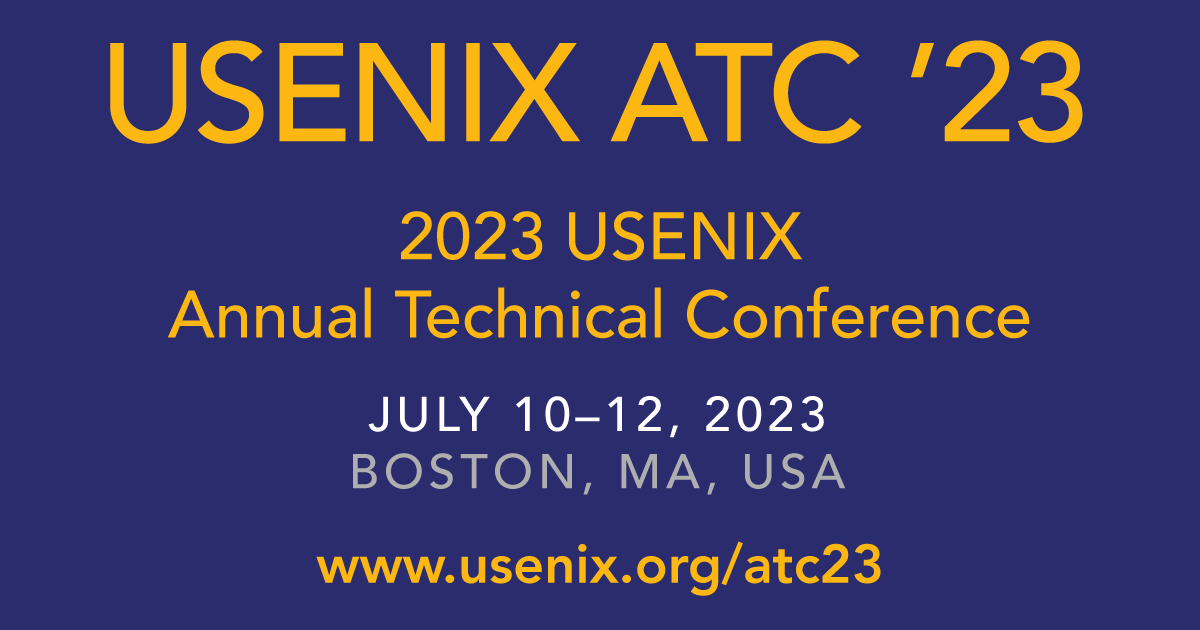 usenix's tweet photo. The deadline for the USENIX ATC '23 Call for Papers is eight weeks away! Abstract registrations are due on Thurs., Jan. 5, with complete paper submissions due the following Thurs., Jan. 12. View the CFP and make plans to submit your work: https://t.co/K2yKcNTIm2 #atc23 https://t.co/mZSpBktqTW