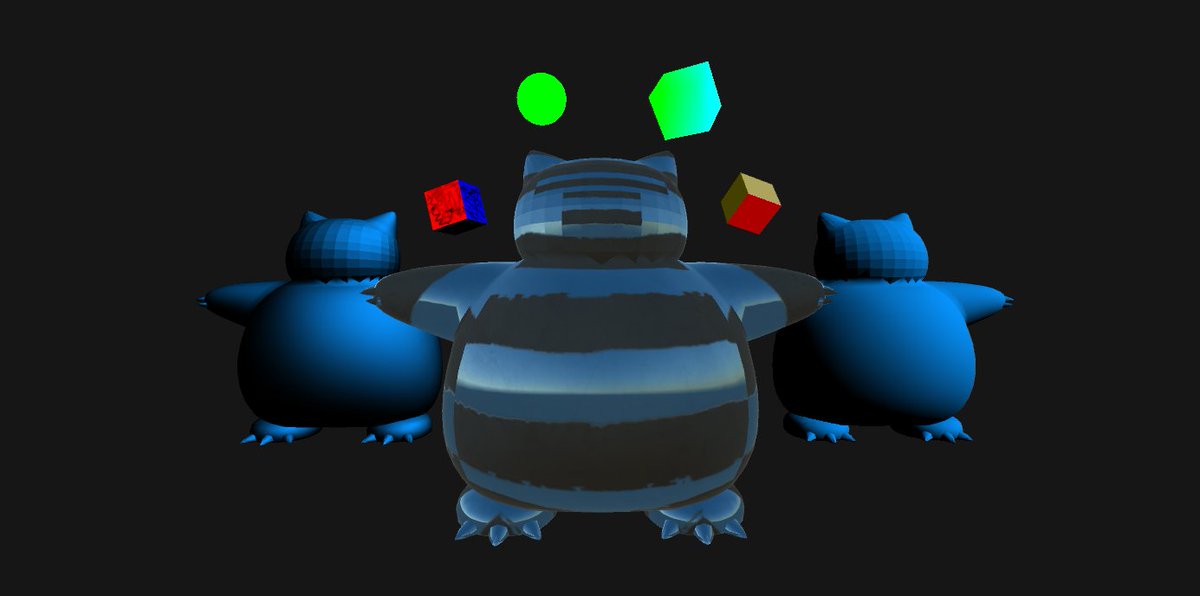 blue_baldwin's tweet photo. Why learn shaders with primitives when you have Snorlax... Guess which is the Blinn-Phong and which is Ambient #shaders #unity3d #gamedevelopment #snorlax https://t.co/o51aWf8xaq
