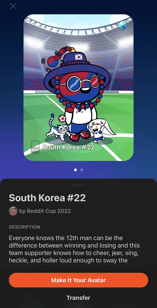 more free mints from reddit, just claimed these two low number world cup avatars 🇰🇷🇪🇨