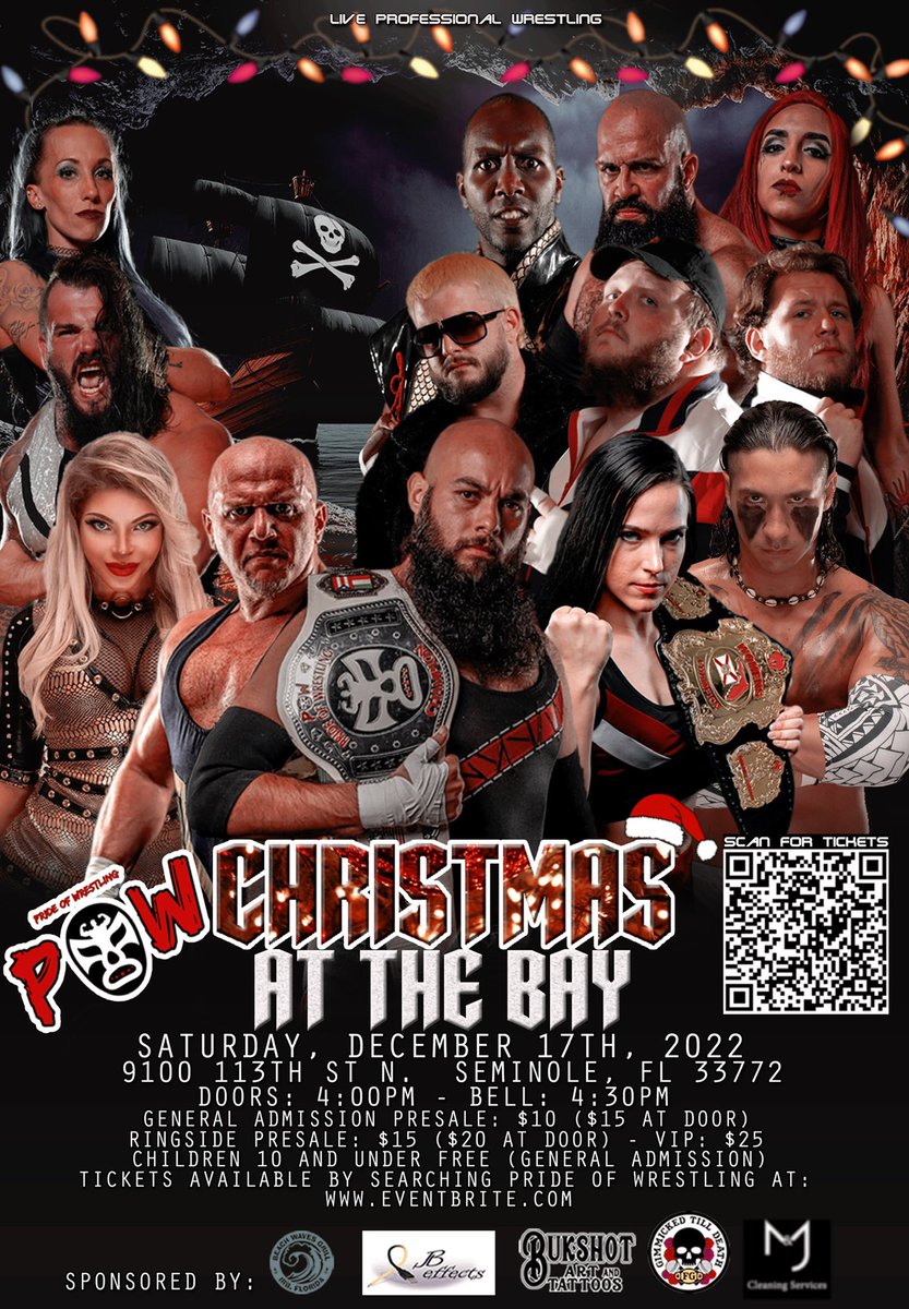 powrestlingllc's tweet photo. 🚨🚨🚨#POW presents #POW24 #ChristmasattheBay Saturday December 17th SPECIAL TIME 4:30pm at the Seminole Recreation Division in Seminole FL🚨🚨🚨

Get your tickets today‼️ https://t.co/zhc3CN0em8 https://t.co/PaGtUH8Yb0
