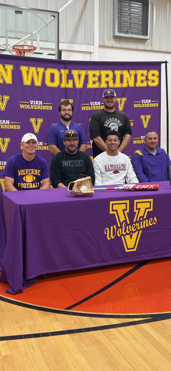 Vian Wolverine Football (@vianhsfootball) on Twitter photo Congratulations to QB1 for signing his NLI to the <a href="/RazorbackBSB/">Arkansas Baseball</a> ! Can your QB throw 94 off the bump in the Spring and 60 yard bombs in the fall? #Different #Wolverines Congratulations to QB1 for signing his NLI to the <a href="/RazorbackBSB/">Arkansas Baseball</a> ! Can your QB throw 94 off the bump in the Spring and 60 yard bombs in the fall? #Different #Wolverines