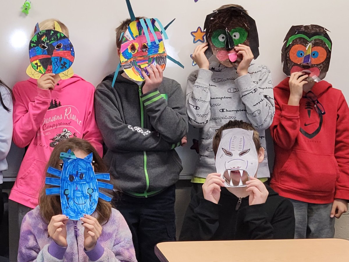 MrsAKelemen's tweet photo. Here are a few more! Students had the opportunity to present mask to their classmates. Love the creativity! @TeamNSIS @LeeBurnsworth https://t.co/ZEKRjG2j0R