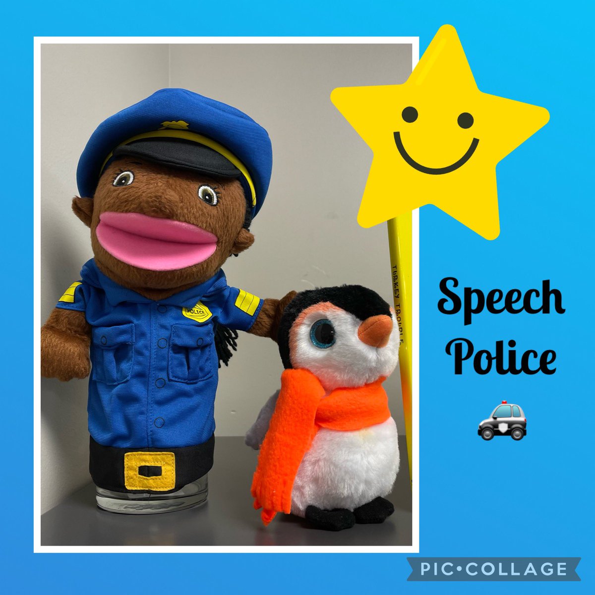 Our Speech Police, Officer Vanessa, logs reports from small informants during speech therapy <a href="/CFISDWells/">Wells Elementary</a>. The kids can share observations with her &amp; I can focus on instruction. <a href="/TroyFinner/">Troy Finner</a>, they think she goes to <a href="/houstonpolice/">Houston Police</a> at night to see you! 😂