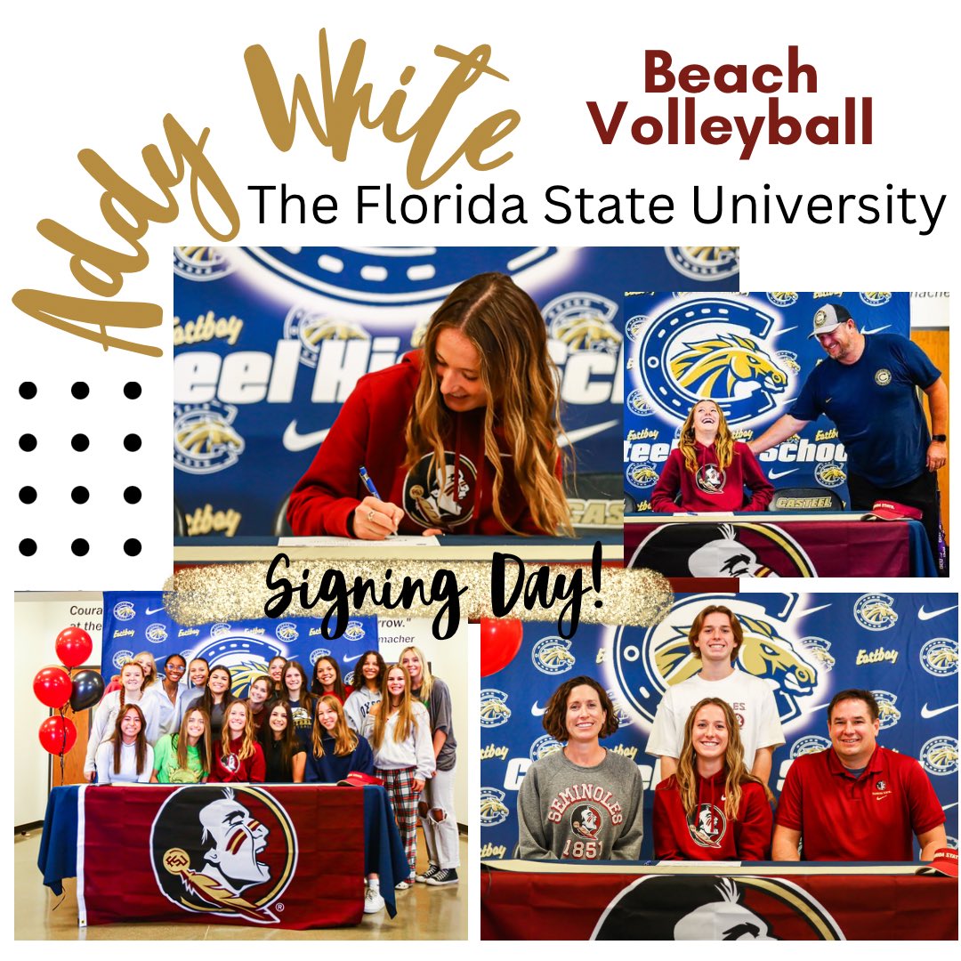 SIGNING DAY!!!
Congratulations, Addy White, on your official commitment to The Florida State University - Beach Volleyball! We are all so proud of you and cannot wait to see what your future holds! FSU is so lucky to have you! Go ‘Noles!