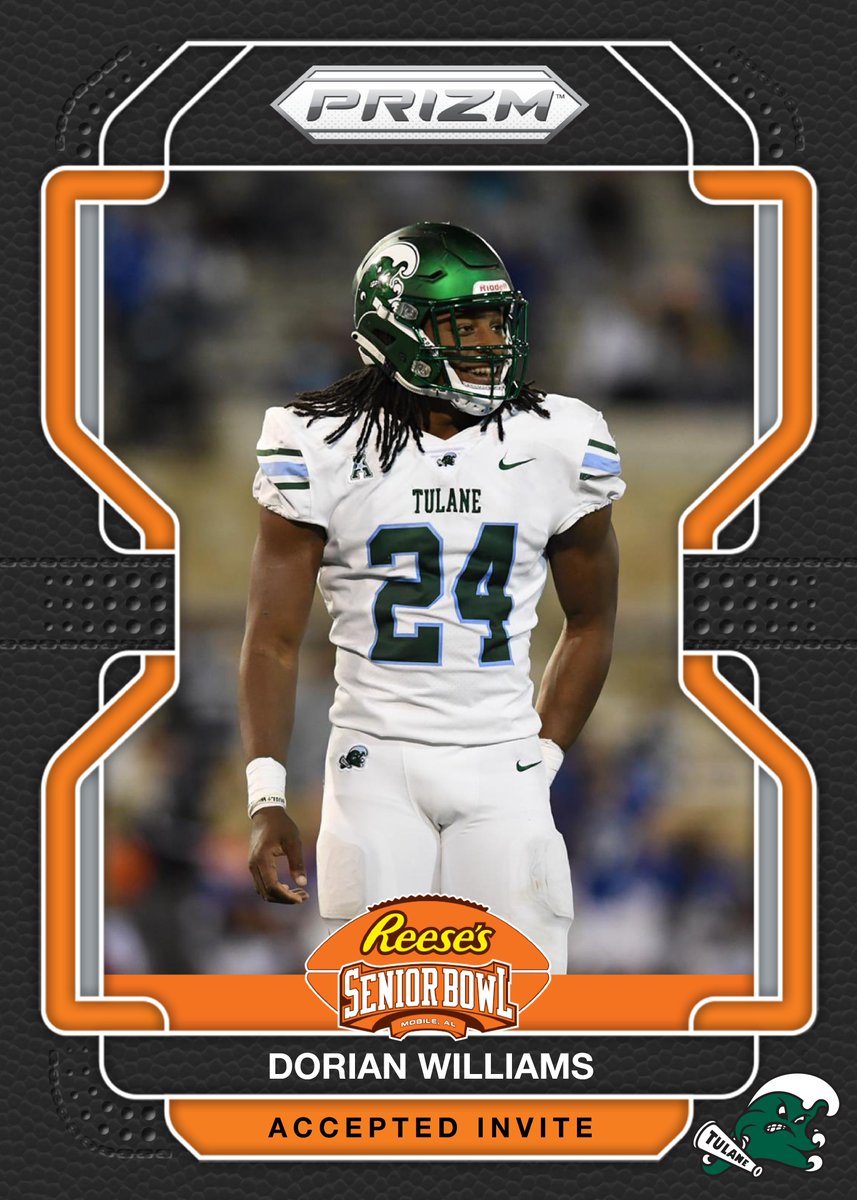 OFFICIAL! Dorian Williams <a href="/dorianw24/">Dorian Williams</a> from <a href="/GreenWaveFB/">Tulane Football</a> is heading to the 2023 Senior Bowl!!! 👏👏👏 #RollWave 🌊 #TheDraftStartsInMOBILE™️

@JimNagy_SB <a href="/PaniniAmerica/">Panini America</a> #RatedRookie
